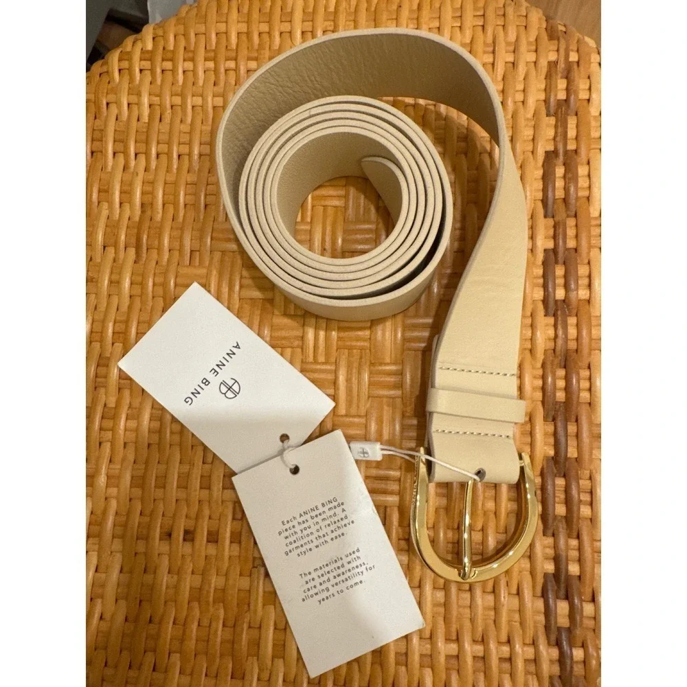 ANINE BING Chiara Belt Cowhide Leather Long Strap Size M/L